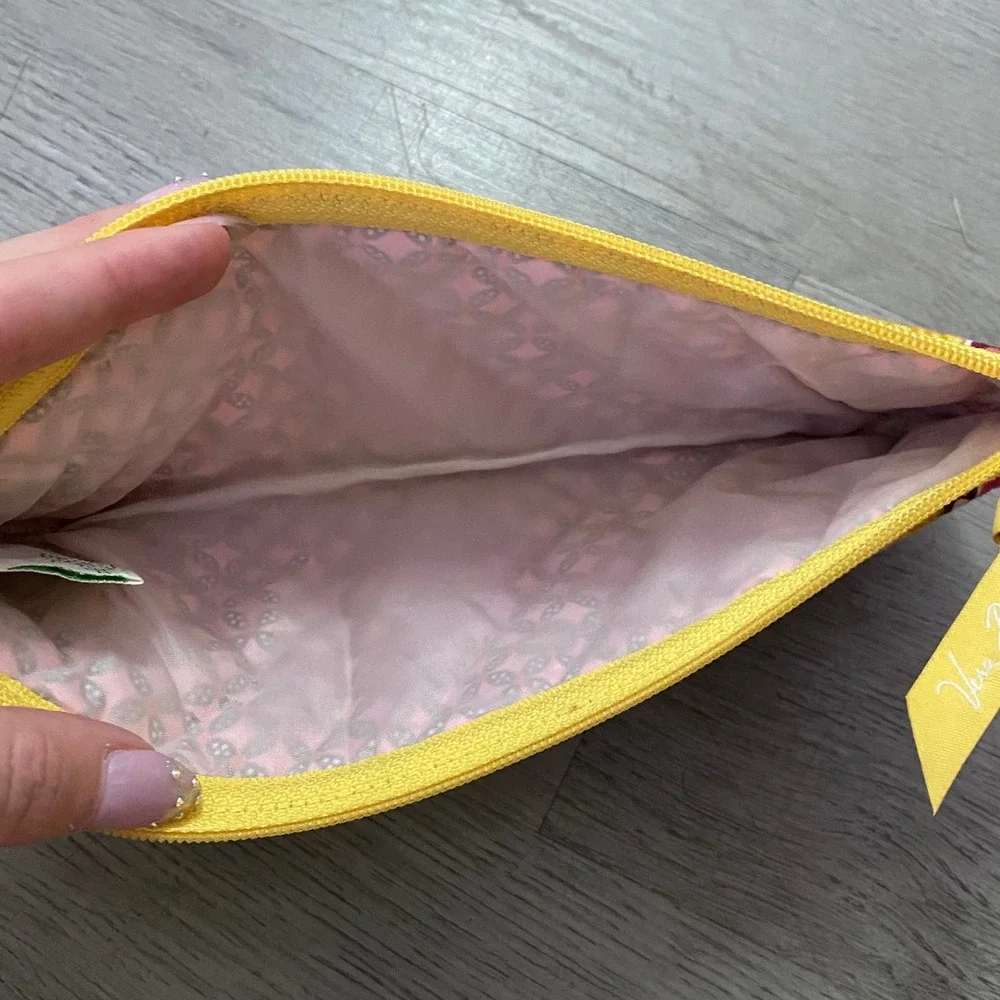 Vera Bradley Cosmetic Pouch Womens OS Yellow Floral Quilted Makeup Bag Pouch